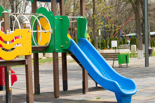 Outdoor playground for children. Bright playground.