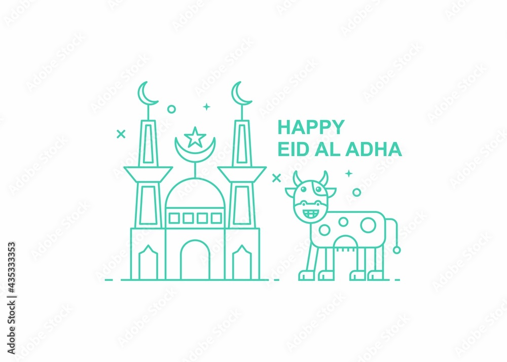 Eid al adha line illustration. Easy to edit with vector file. Can use for your creative content. Especially about eid al adha celebration day.