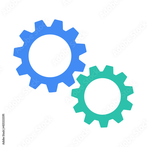 Two gears wheel with flat design style vector illustration
