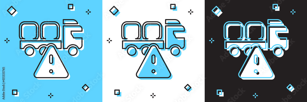 Set Stop delivery cargo truck vehicle icon isolated on blue and white, black background. Vector Set Stop delivery cargo truck vehicle icon isolated on blue and white, black background. Vector