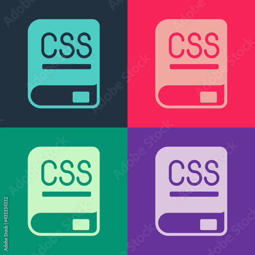 Pop art Books about programming icon isolated on color background. Programming language concept. PHP, CSS, XML, HTML, Javascript learning. Vector