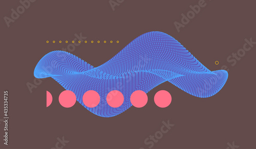 Abstract digital wave with dynamic particles. Sound wave. Big data visualization. 3d vector illustration for business, science or technology.