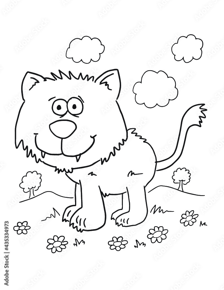 Fototapeta premium Cute Cat Coloring Page Vector Illustration Art Design