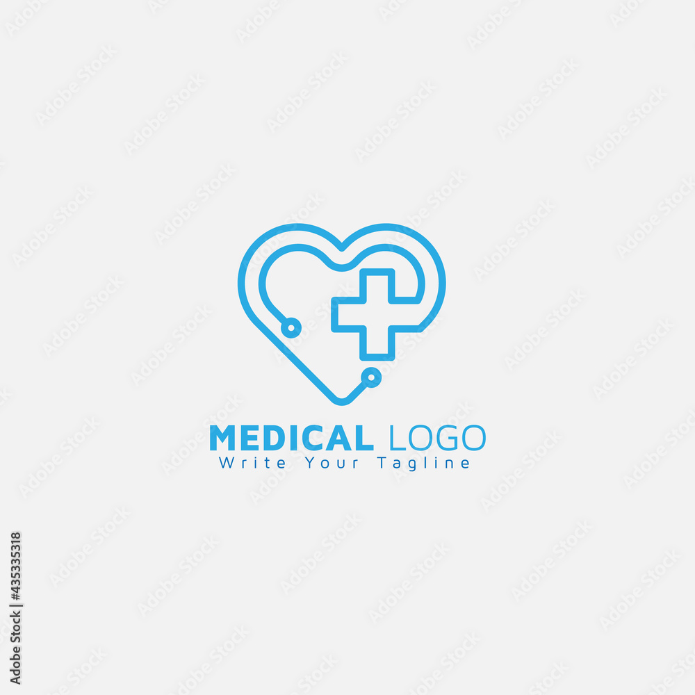 Digital medical logo with care concept and plus icon. Digital medical logo with care concept and plus icon.