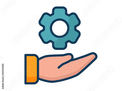 hand gear single isolated icon with filled line style