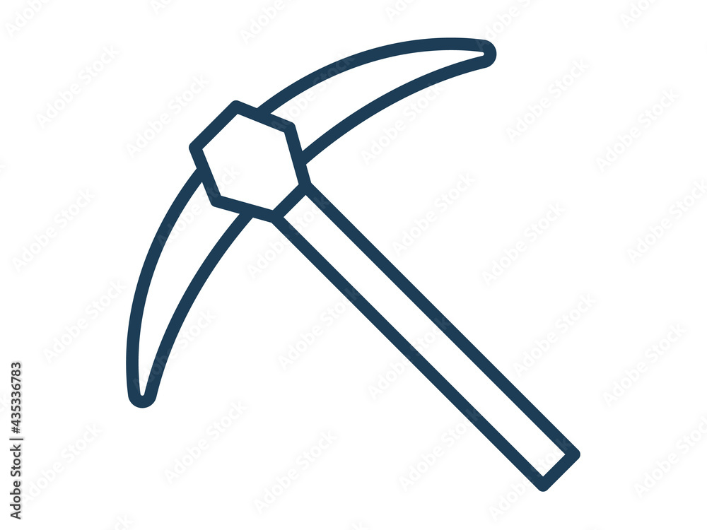 mining axe hammer single icon white isolated background with outline style mining axe hammer single icon white isolated background with outline style