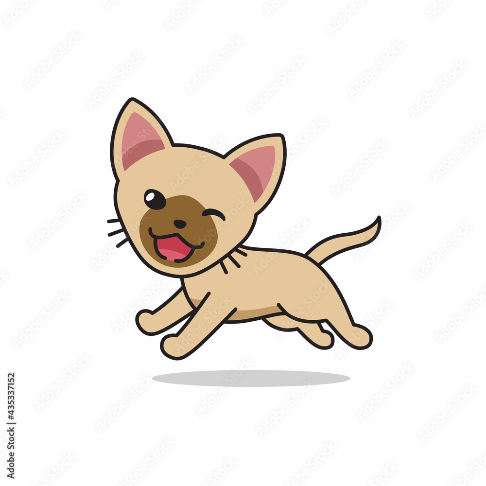 Vector cartoon character cute brown cat running for design.