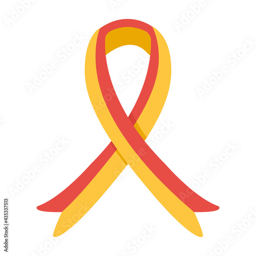 ribbon with Red and yellow stripes isolated on white. World Hepatitis Day on July 28. Vector illustration in flat cartoon style. 