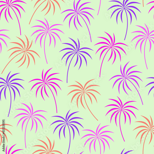 Artistic trendy vector seamless pattern of palm trees. Modern elegant ditsy repeating texture of plants. Nature background suitable for wallpapers, web page backgrounds, surface textures, textile