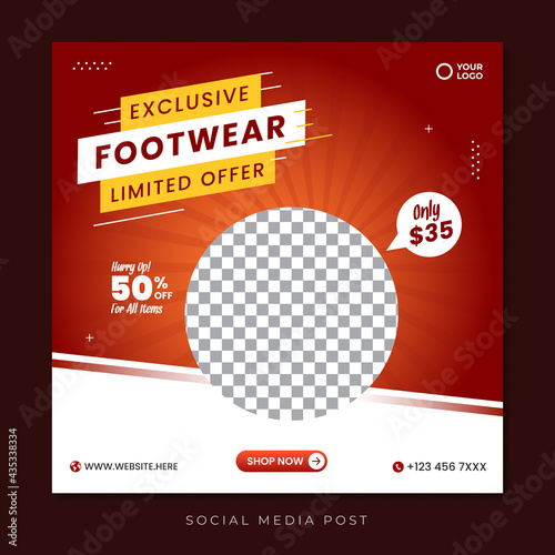 Exclusive footwear social media promotion banner template