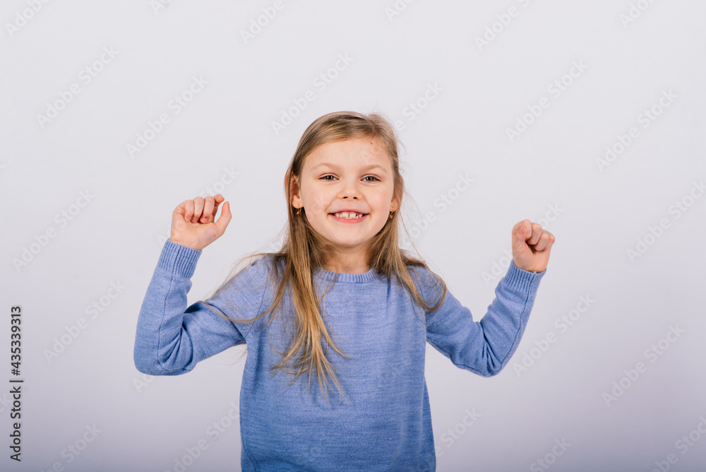 Portrait of beautiful little girl happy smiling on studio. Isolated white background Portrait of beautiful little girl happy smiling on studio. Isolated white background