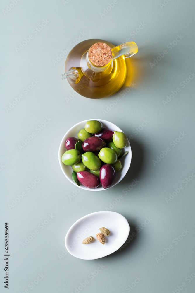 Extra virgin olive oil on a table