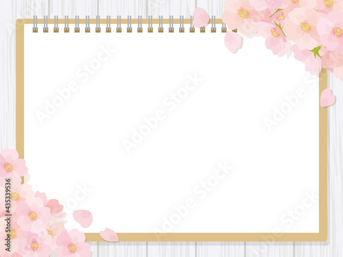 Sketchbook and Cherry Blossoms Background スケッチブックと桜の背景