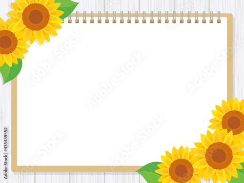 Sketchbook and Sunflowers Background スケッチブックとひまわりの背景