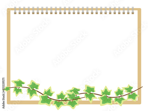 Sketchbook and plant background スケッチブックとアイビー（ツタ）の背景