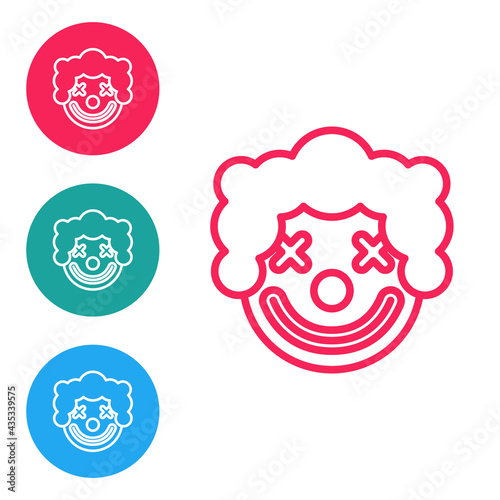 Wallpaper Mural Red line Clown head icon isolated on white background. Set icons in circle buttons. Vector Torontodigital.ca