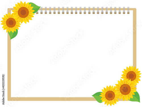 Sketchbook and Sunflowers Background スケッチブックとひまわりの背景