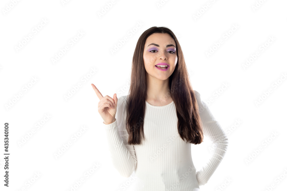 Brunette teenager girl with purple makeup Brunette teenager girl with purple makeup