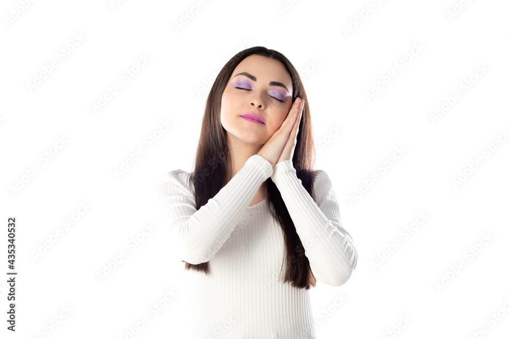 Brunette teenager girl with purple makeup Brunette teenager girl with purple makeup