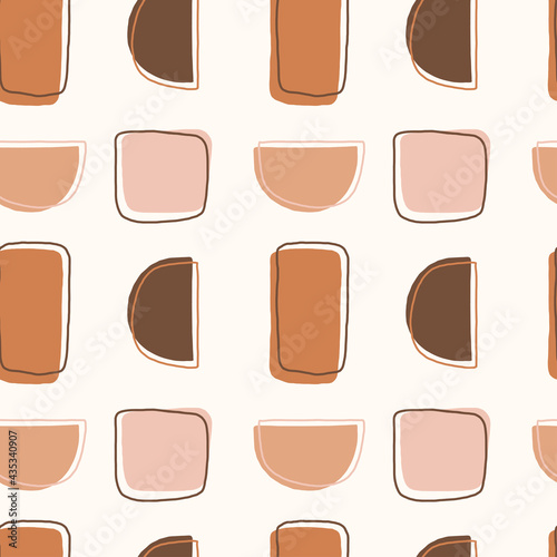 Abstract shapes seamless pattern. Geometric figures. Vector illustration.
