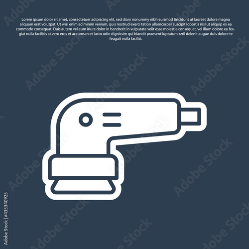 Blue line Electric sander icon isolated on blue background. Orbital sander. For floor and wooden planks sanding sandpaper. Vector