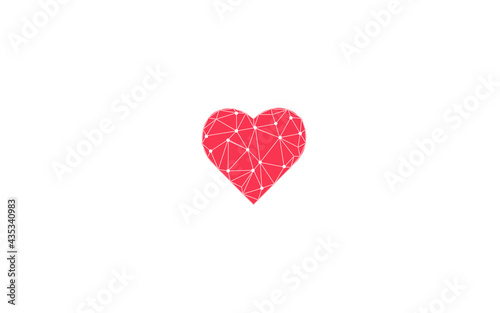 Low poly heart symbol like concept. Romantic love polygonal geometric Valentine day poster social media message. Isolated vector illustration