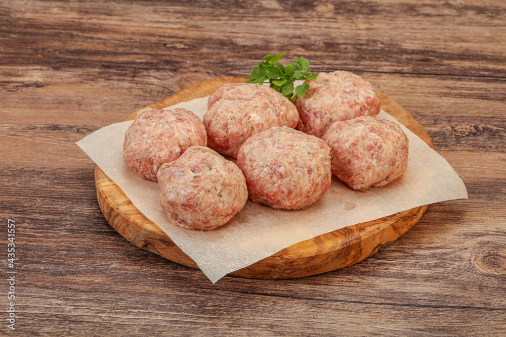 Raw turkey meatball for cooking Raw turkey meatball for cooking
