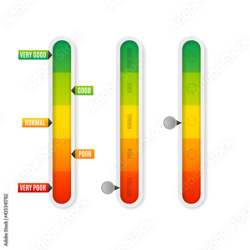 Realistic Detailed 3d Level Indicator Set. Vector