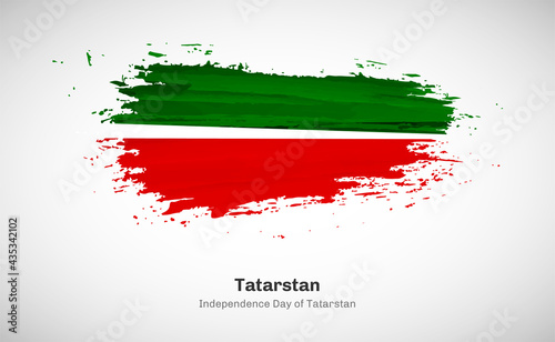 Creative happy independence day of Tatarstan country with grungy watercolor country flag background