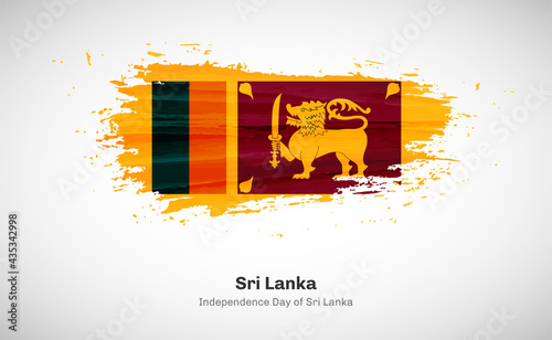 Creative happy independence day of Sri Lanka country with grungy watercolor country flag background
