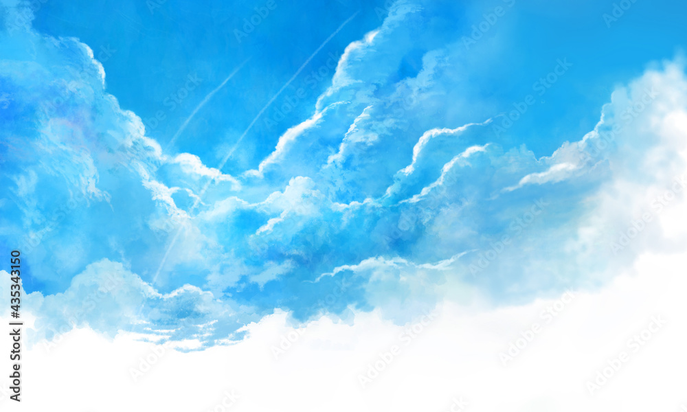 Kussen 夏空の風景イラスト 青 Foto4art