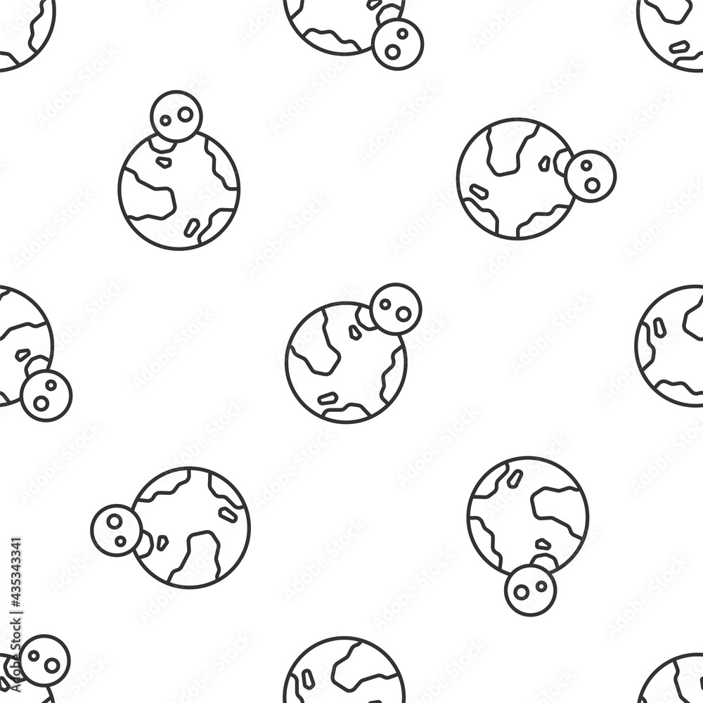 Grey line Earth globe icon isolated seamless pattern on white background. World or Earth sign. Global internet symbol. Geometric shapes. Vector