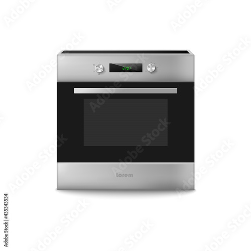 Vector 3d illustration of electric oven, home kitchen equipment for cook food.