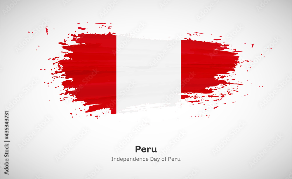 Creative happy independence day of Peru country with grungy watercolor country flag background Creative happy independence day of Peru country with grungy watercolor country flag background