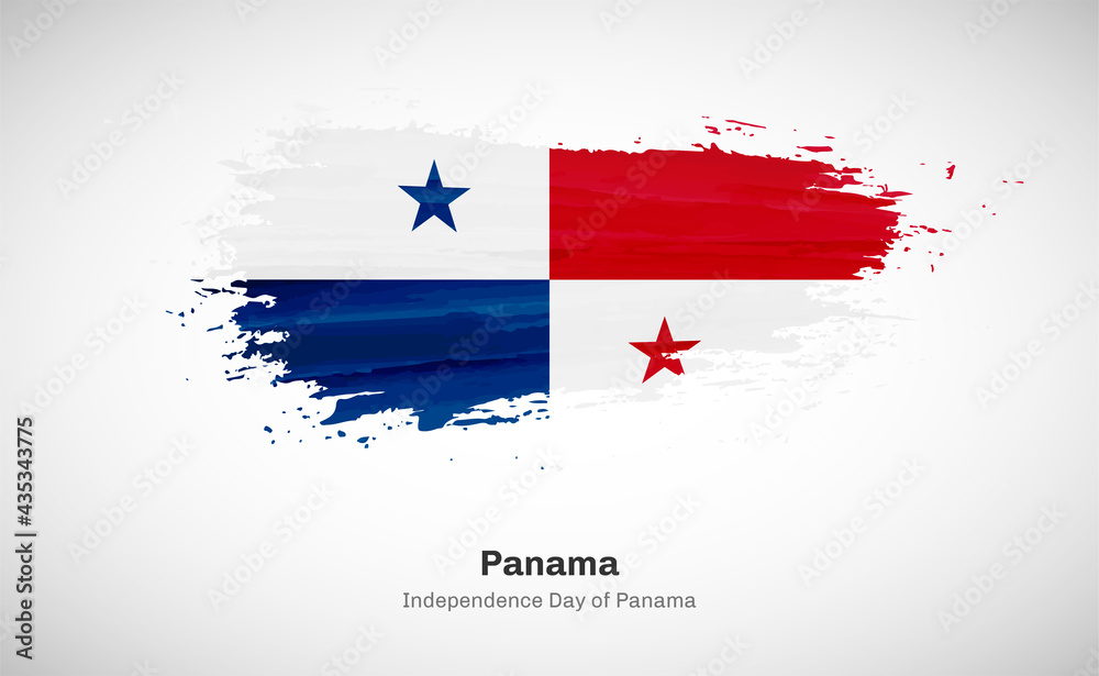 Fototapeta Kreatywny szczęśliwy dzień niepodległości kraju Panamy z nieczystym tłem akwareli flagi kraju