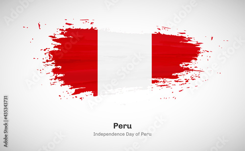 Creative happy independence day of Peru country with grungy watercolor country flag background