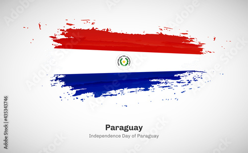 Creative happy independence day of Paraguay country with grungy watercolor country flag background