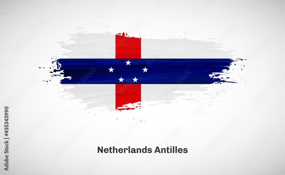 Creative happy national day of Netherlands Antilles country with grungy watercolor country flag background Creative happy national day of Netherlands Antilles country with grungy watercolor country flag background