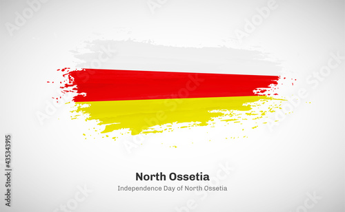 Creative happy independence day of North Ossetia country with grungy watercolor country flag background