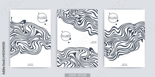 Covers design. Abstract liquid stripes. Wavy lines flowing substance. Vector illustration