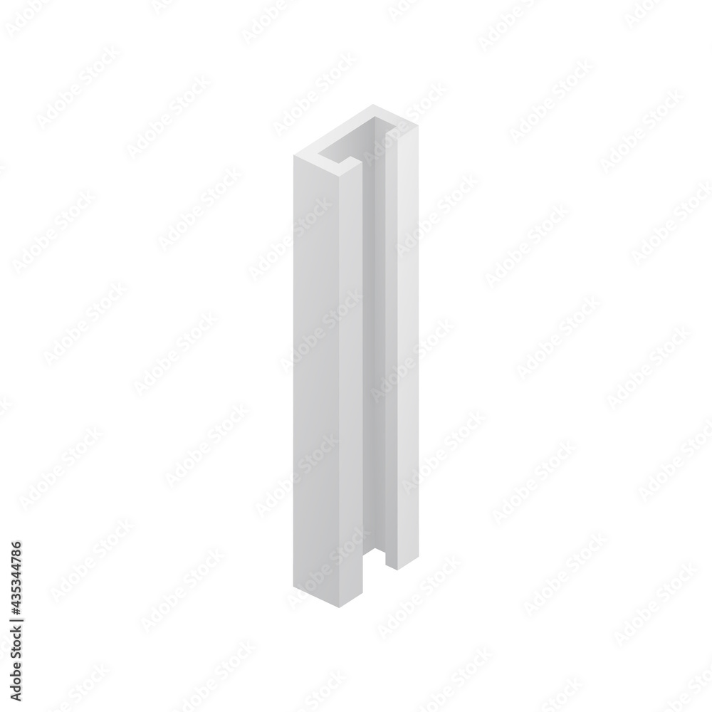 Metal beam for building, steel construction material a vector 3d illustration.