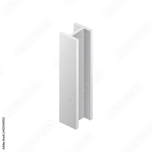 Mockup of steel beam with with two slots, realistic vector illustration isolated.