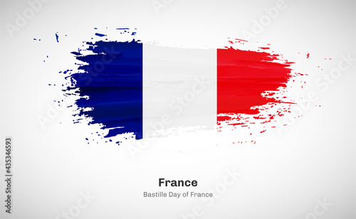Creative happy bastille day of France country with grungy watercolor country flag background