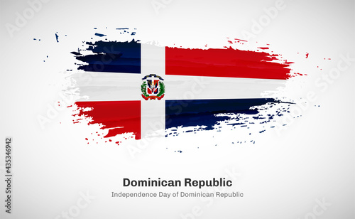 Creative happy independence day of Dominican Republic country with grungy watercolor country flag background