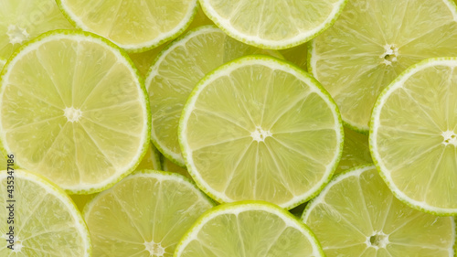 sliced fresh limes top view