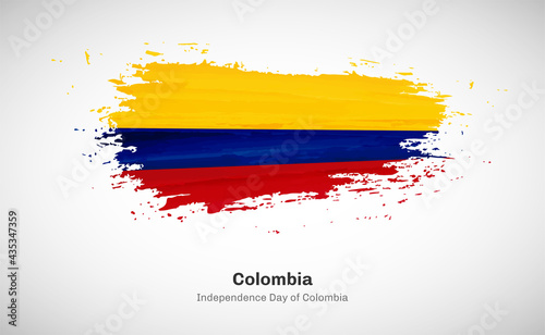 Creative happy independence day of Colombia country with grungy watercolor country flag background