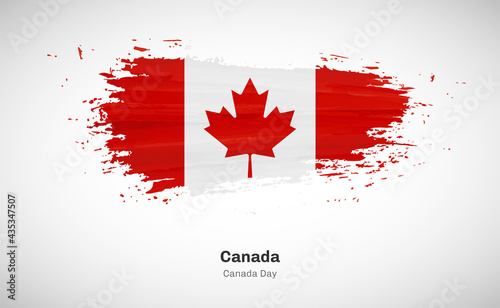 Creative happy Canada day with grungy watercolor country flag background