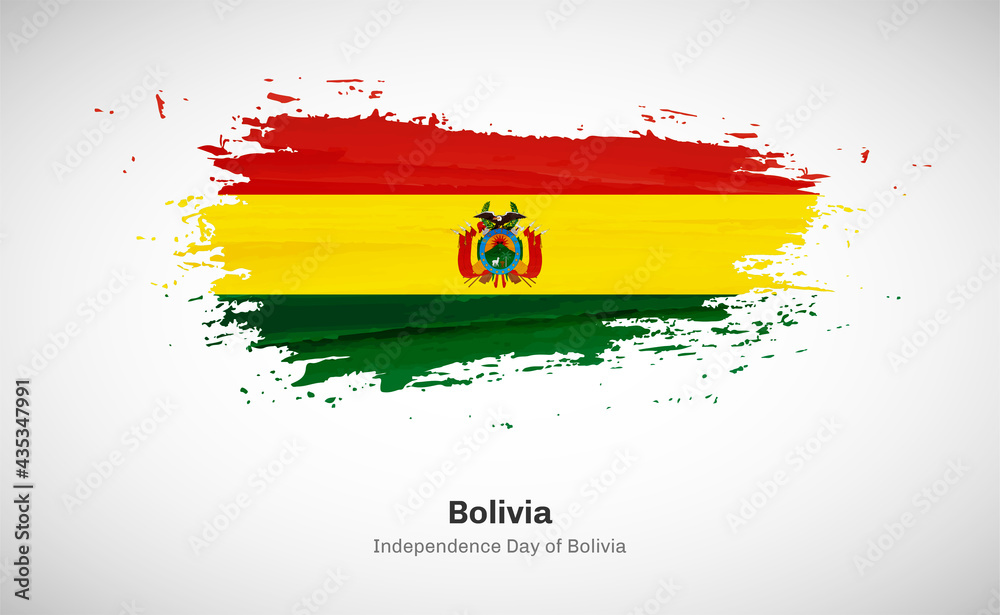 Obraz premium Creative happy independence day of Bolivia country with grungy watercolor country flag background