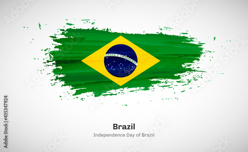 Creative happy independence day of Brazil country with grungy watercolor country flag background