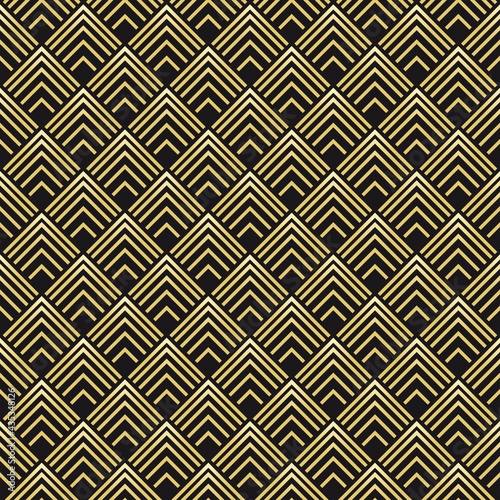 Art-Deco golden pattern, diamonds. Seamless pattern made in Art-Deco style.